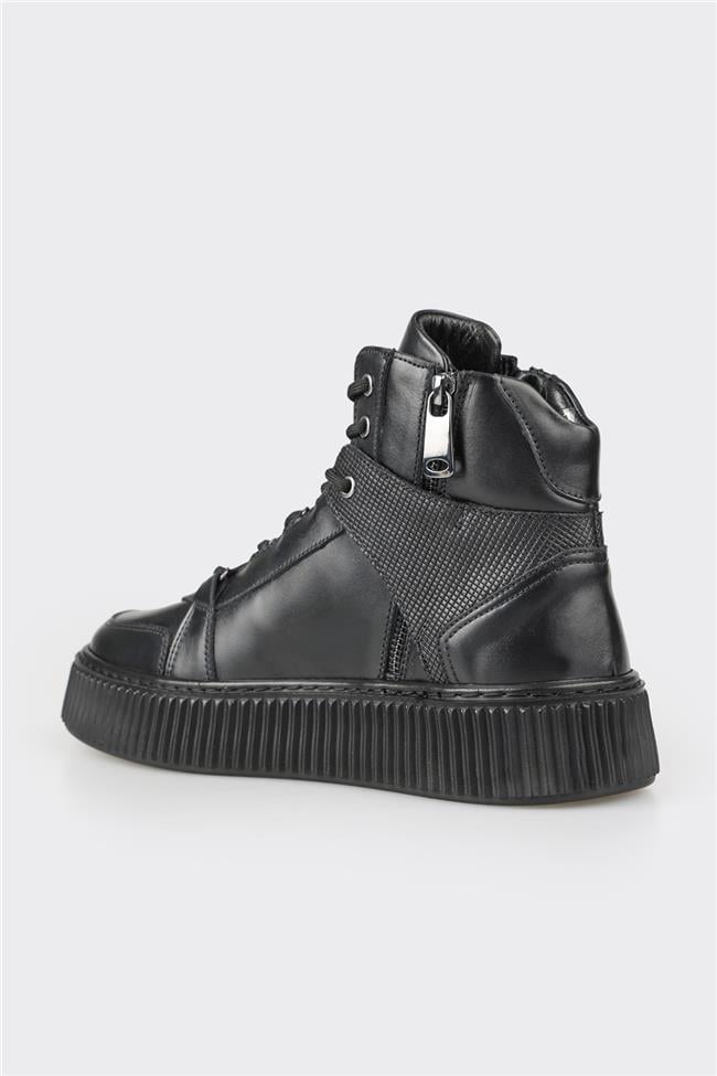 Siyah Deri Erkek Spor Bot