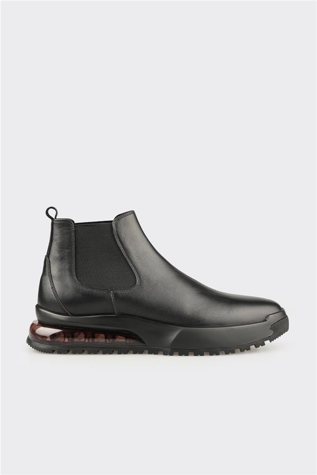 Siyah Deri Erkek Spor Bot