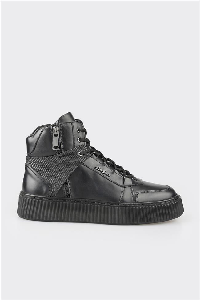 Siyah Deri Erkek Spor Bot