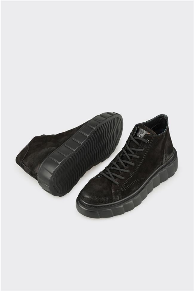 Siyah Deri Erkek Spor Bot
