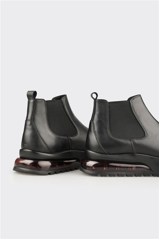 Siyah Deri Erkek Spor Bot