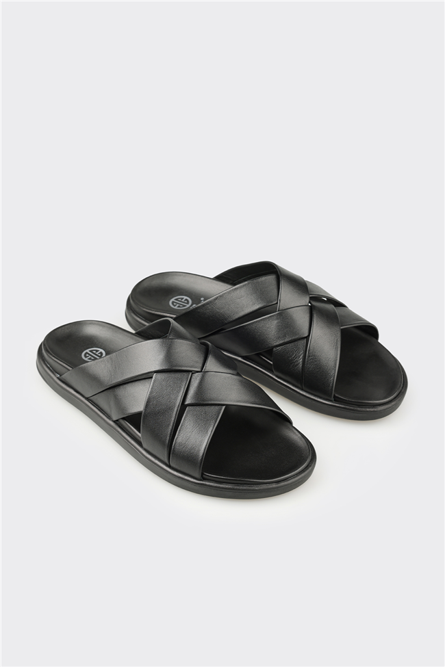 Siyah Deri Erkek Terlik