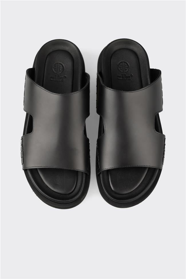 Siyah Deri Erkek Terlik