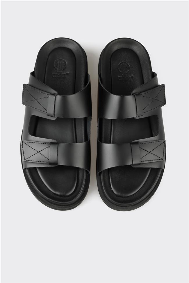 Siyah Deri Erkek Terlik