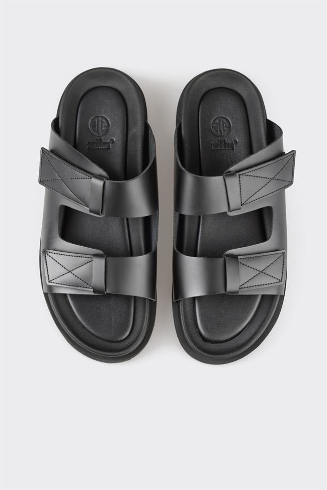 Siyah Deri Erkek Terlik