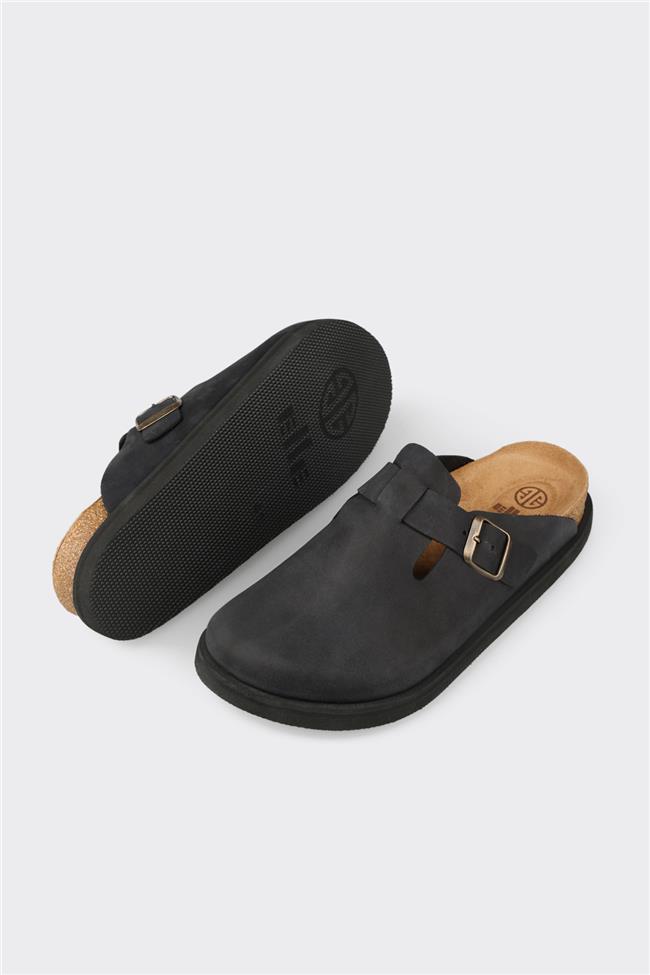 Siyah Deri Erkek Terlik