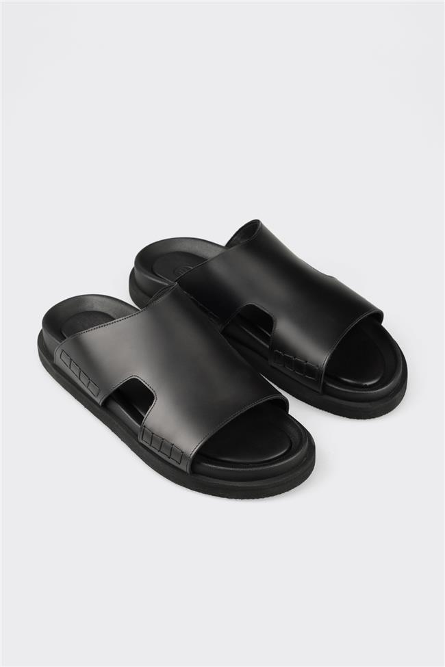 Siyah Deri Erkek Terlik