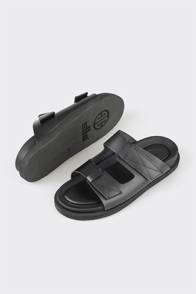 Siyah Deri Erkek Terlik