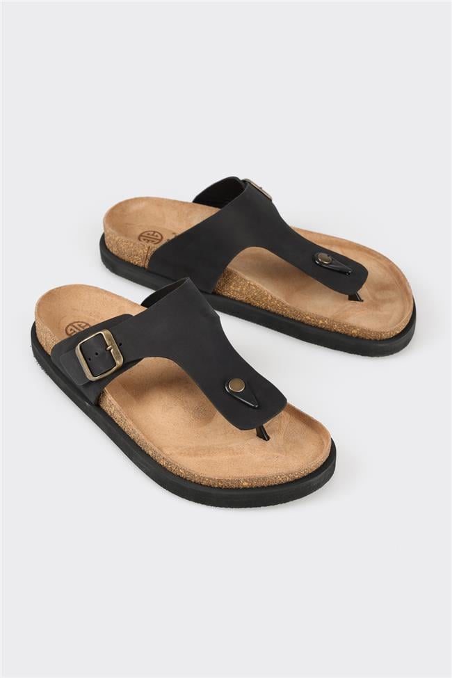 Siyah Deri Erkek Terlik