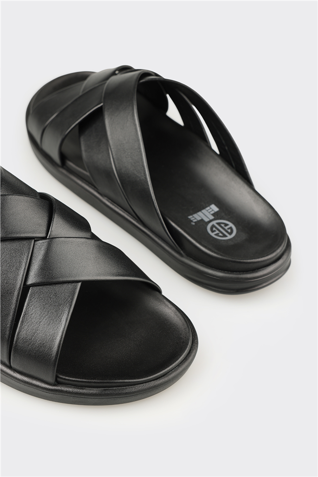 Siyah Deri Erkek Terlik