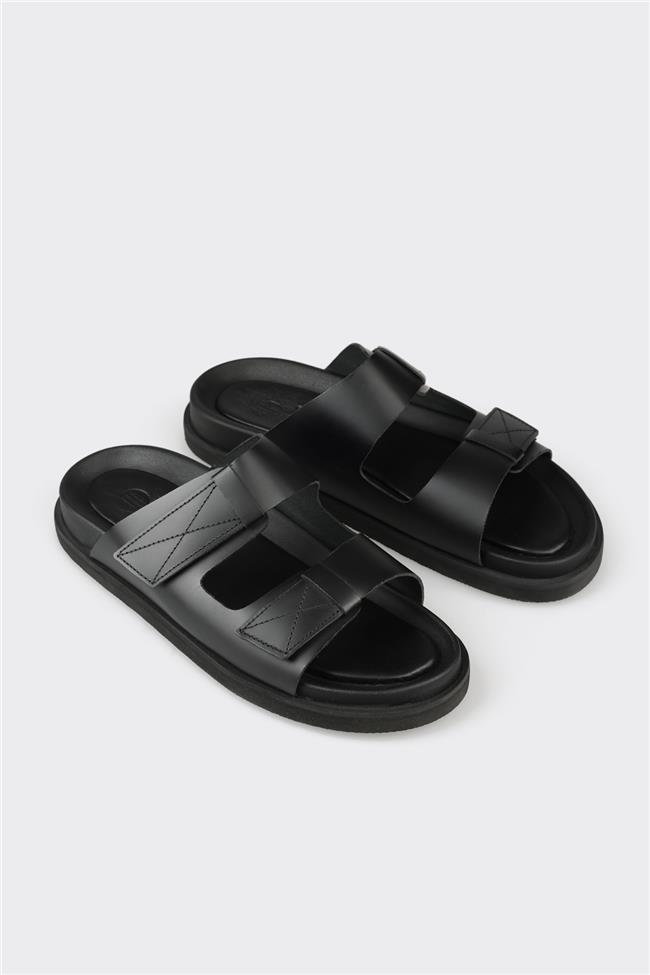 Siyah Deri Erkek Terlik