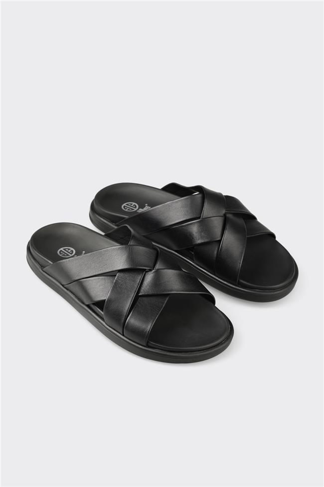 Siyah Deri Erkek Terlik