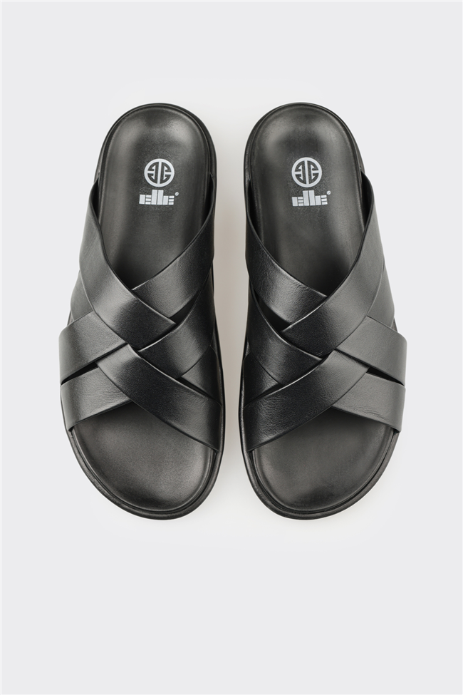 Siyah Deri Erkek Terlik