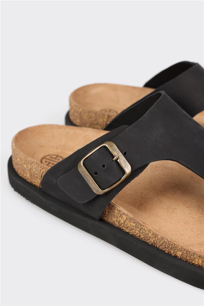 Siyah Deri Erkek Terlik