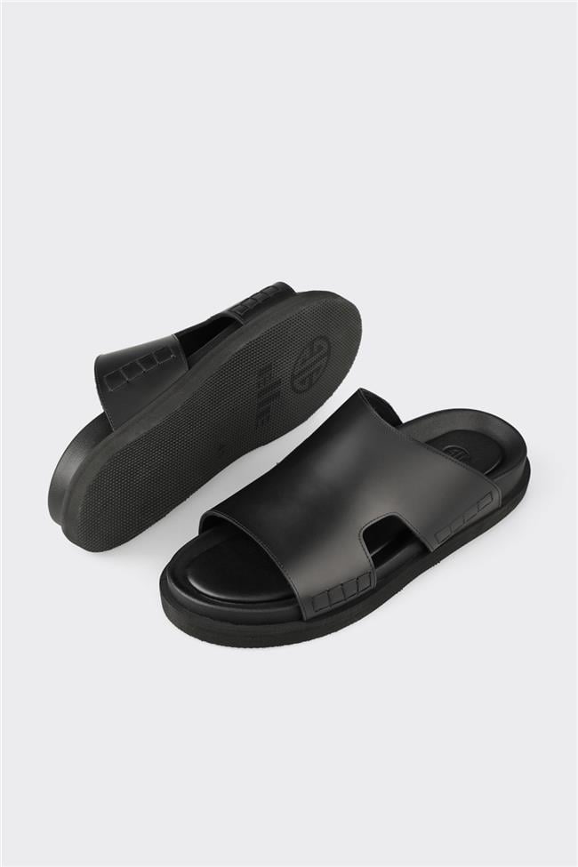 Siyah Deri Erkek Terlik