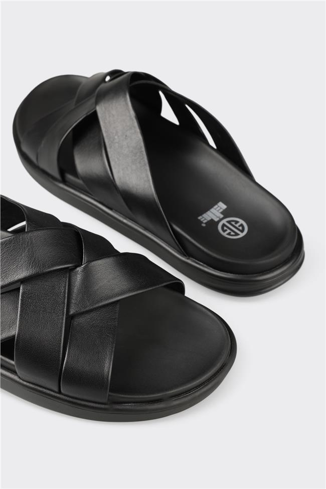 Siyah Deri Erkek Terlik