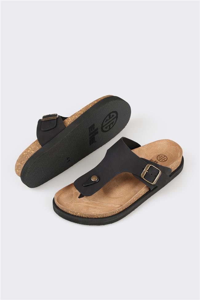 Siyah Deri Erkek Terlik