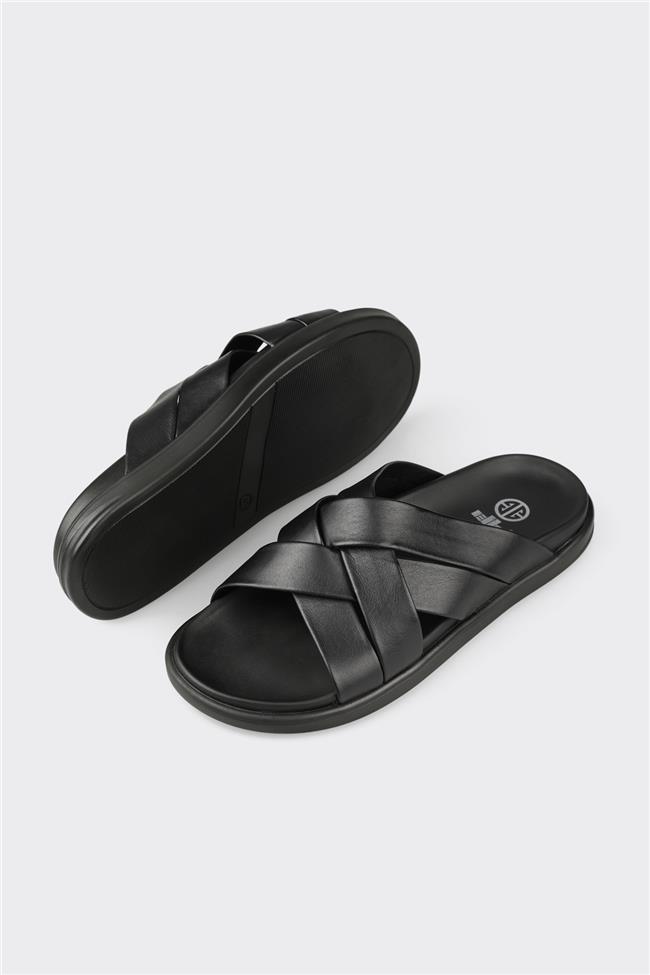 Siyah Deri Erkek Terlik