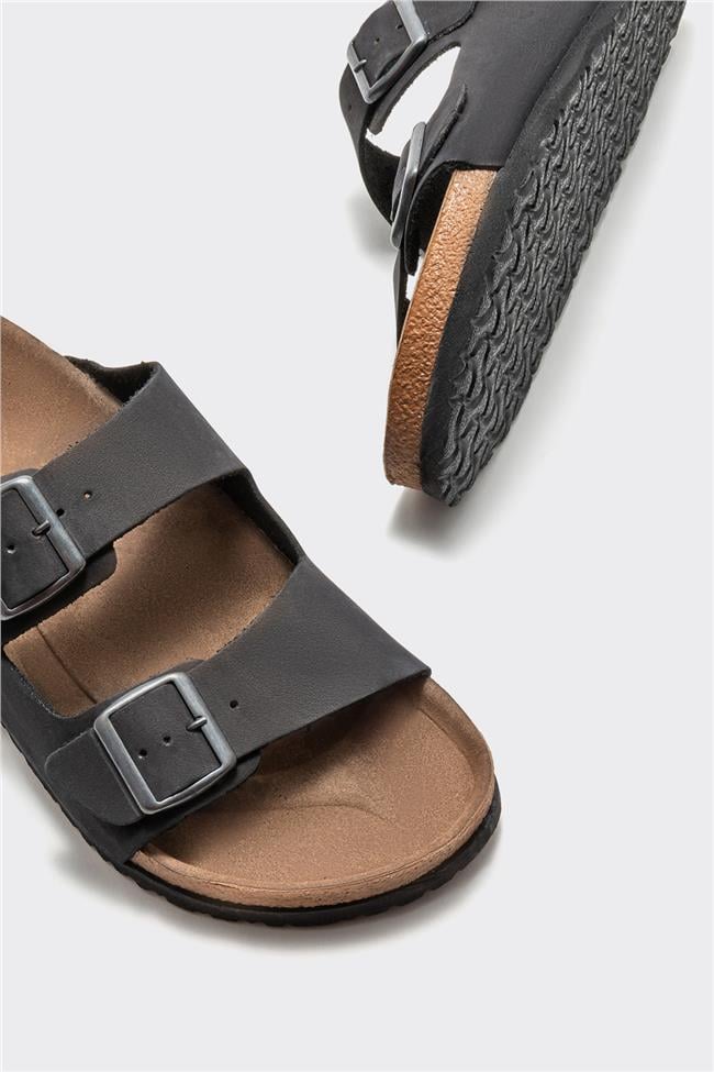 Siyah Deri Erkek Terlik