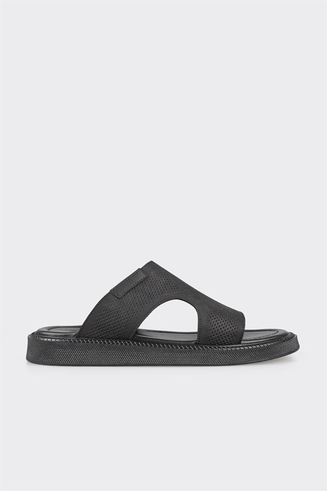 Siyah Deri Erkek Terlik