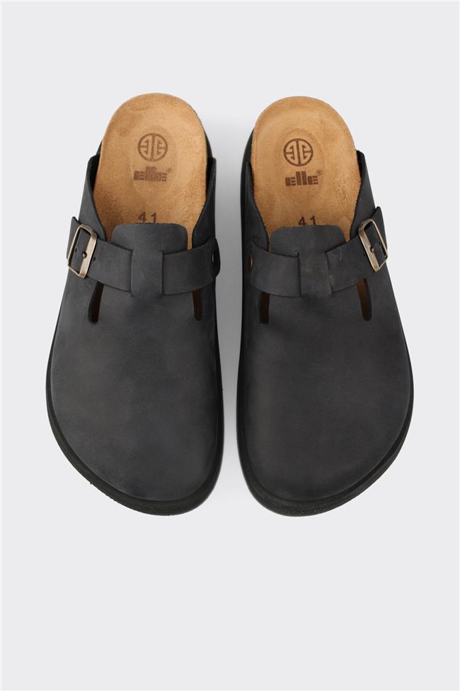 Siyah Deri Erkek Terlik