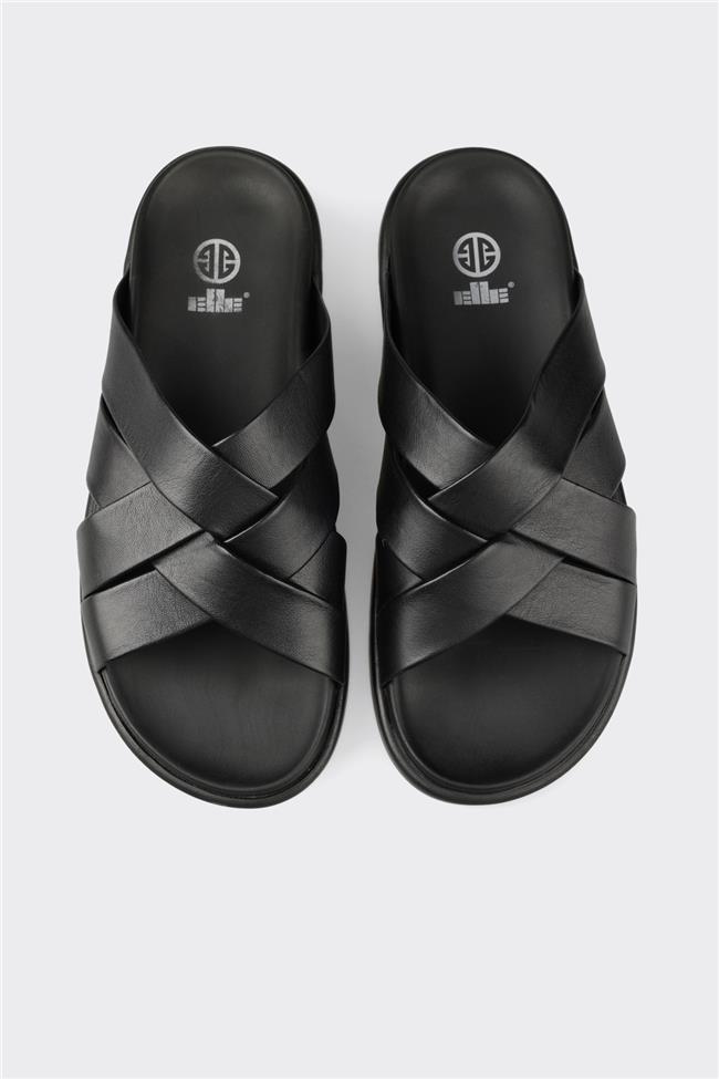 Siyah Deri Erkek Terlik