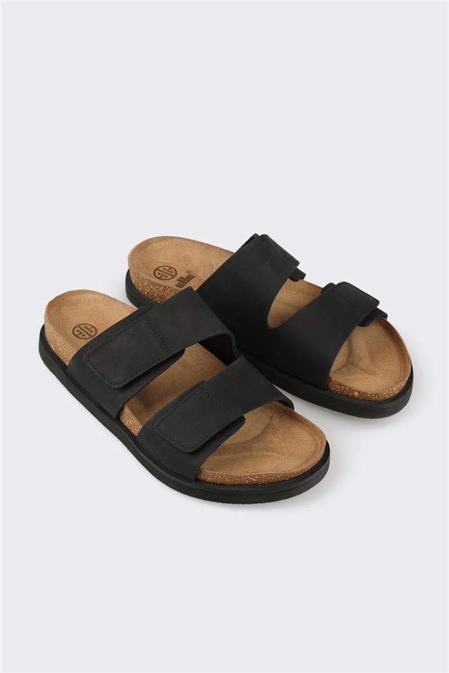 Siyah Deri Erkek Terlik