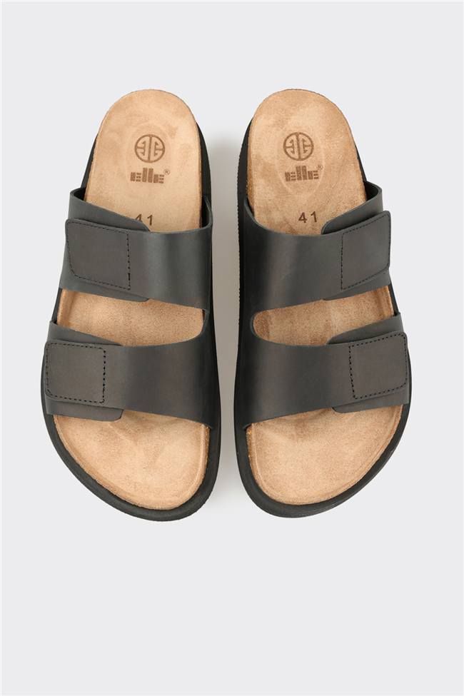 Siyah Deri Erkek Terlik