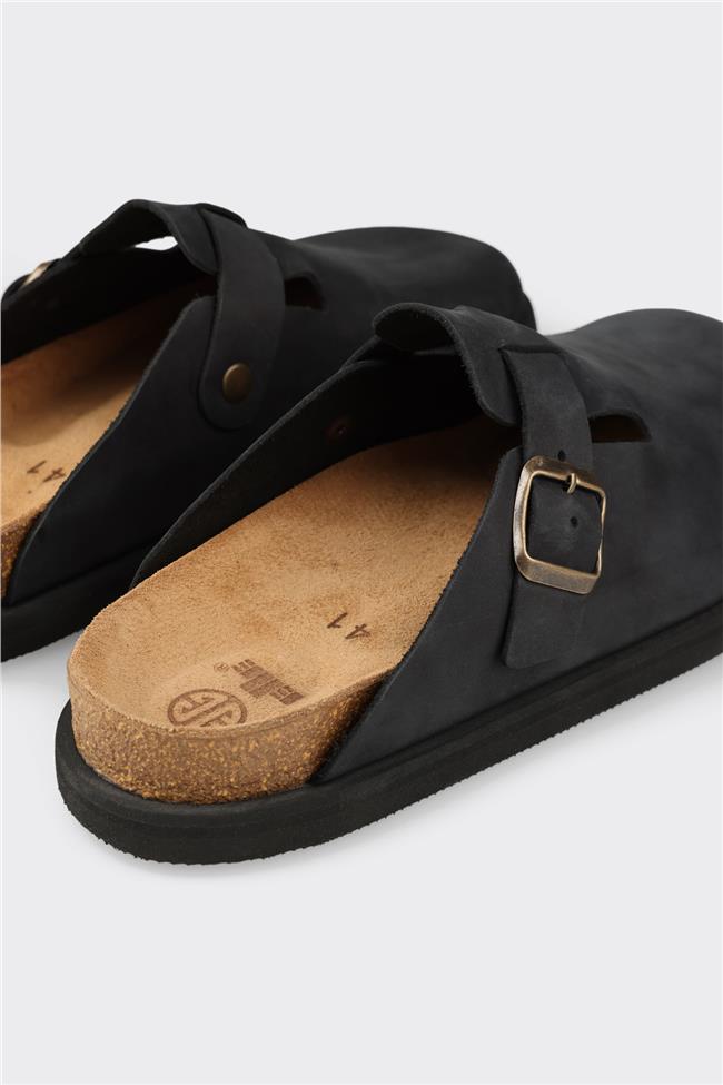 Siyah Deri Erkek Terlik