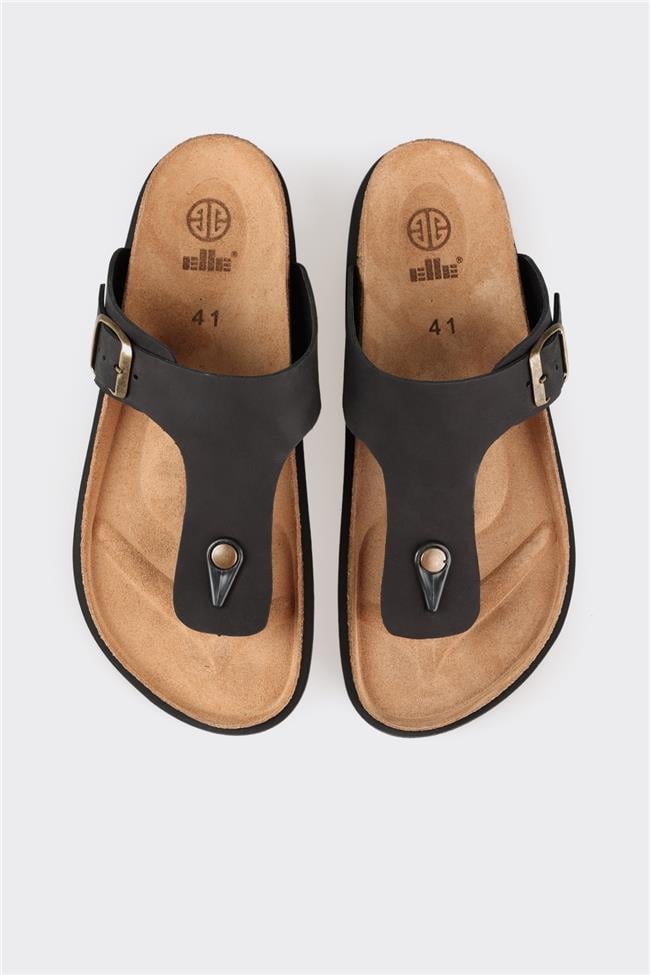 Siyah Deri Erkek Terlik