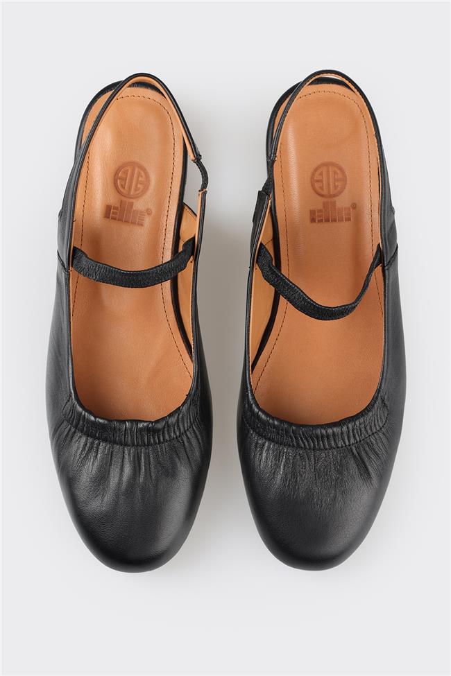 Siyah Deri Kadın Babet