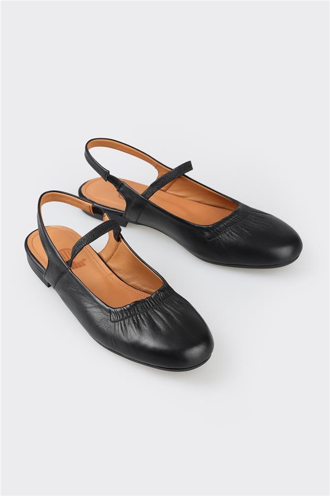 Siyah Deri Kadın Babet