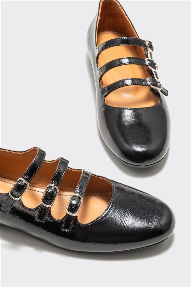 Siyah Deri Kadın Babet