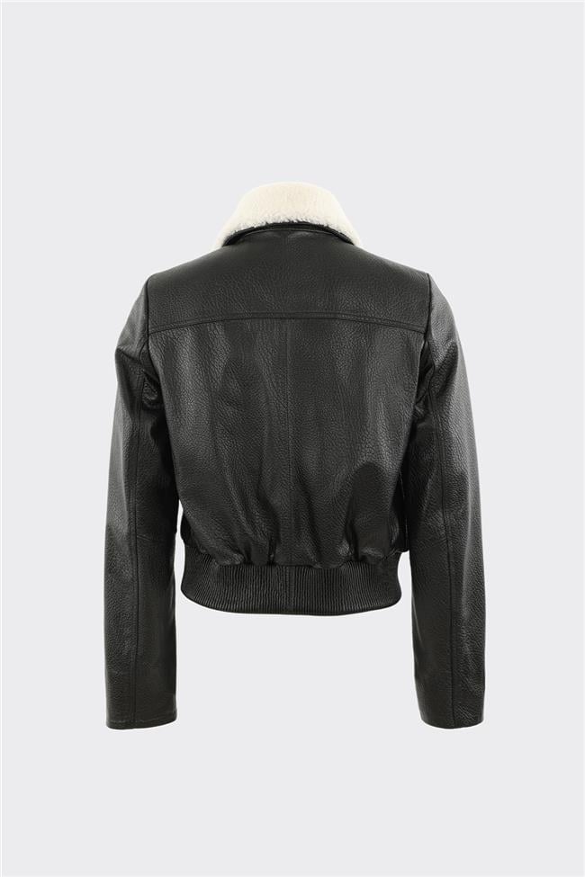Siyah Deri Kadın Ceket