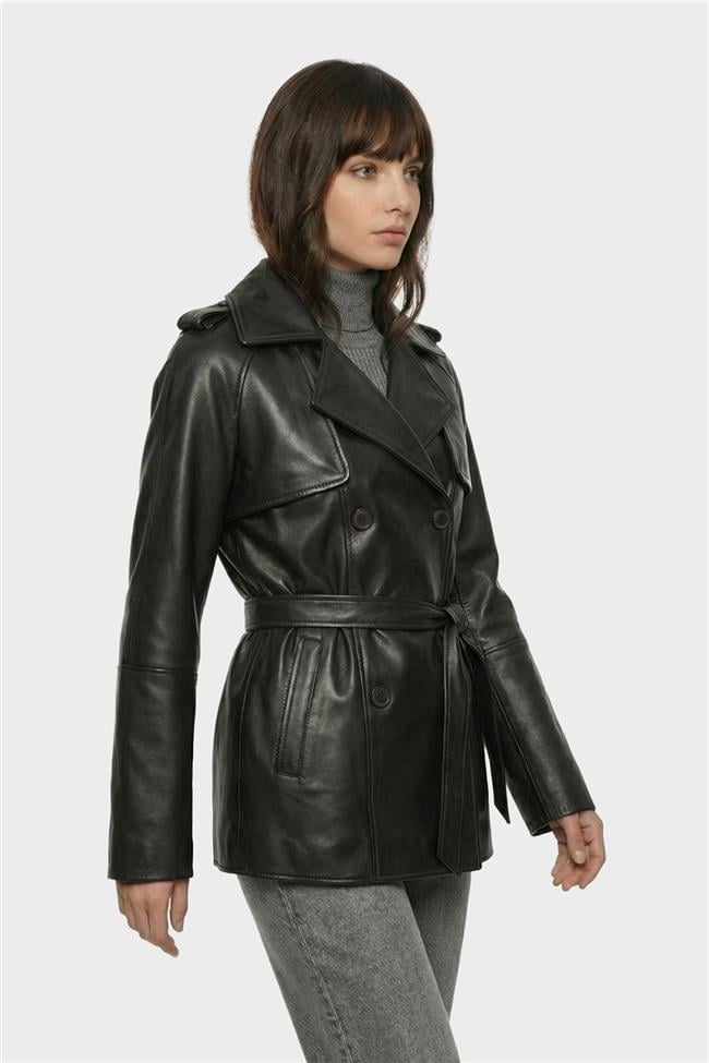 Siyah Deri Kadın Ceket