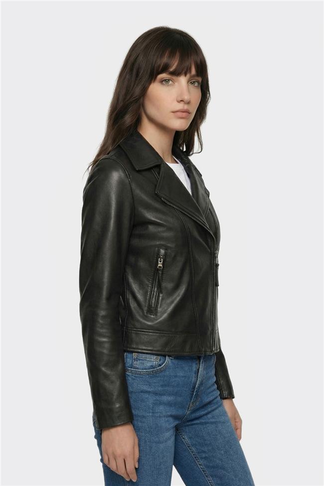 Siyah Deri Kadın Ceket