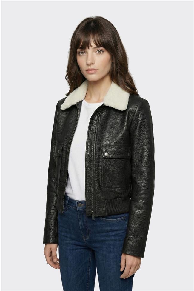 Siyah Deri Kadın Ceket