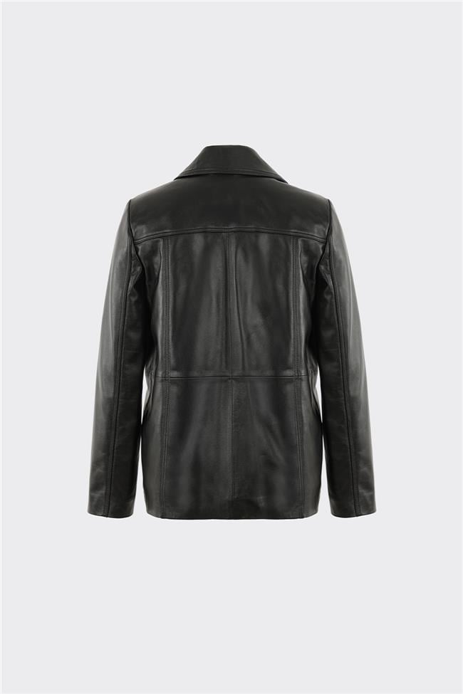 Siyah Deri Kadın Ceket