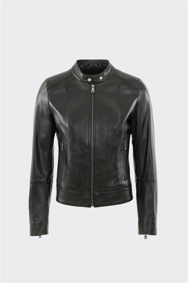 Siyah Deri Kadın Ceket