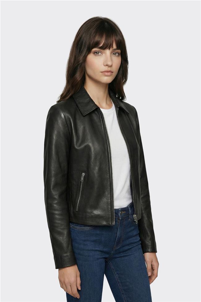Siyah Deri Kadın Ceket