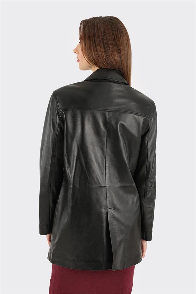 Siyah Deri Kadın Ceket