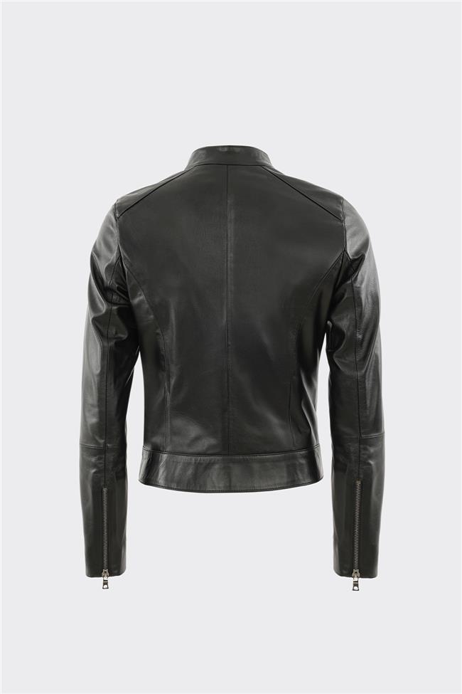 Siyah Deri Kadın Ceket