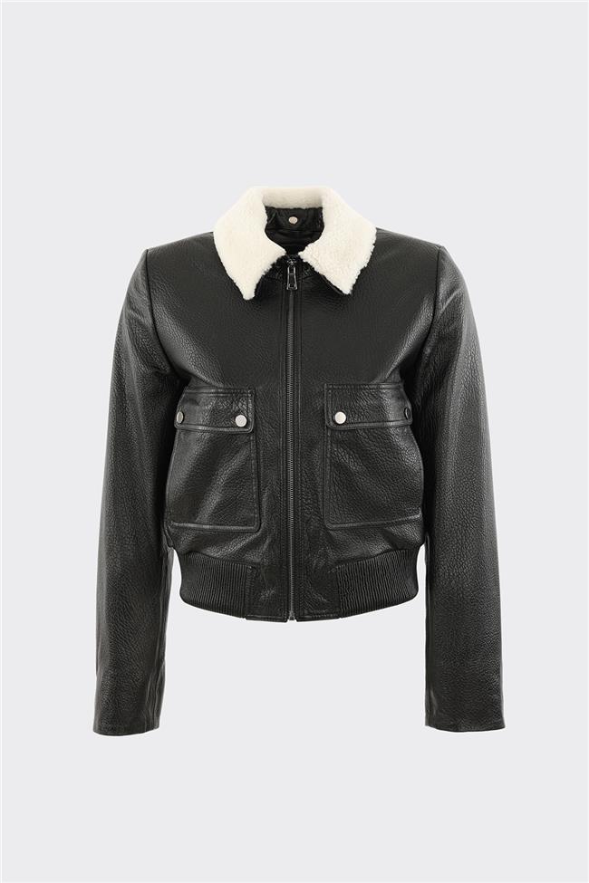 Siyah Deri Kadın Ceket