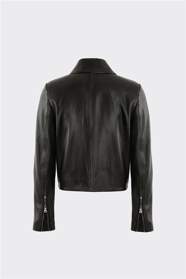 Siyah Deri Kadın Ceket