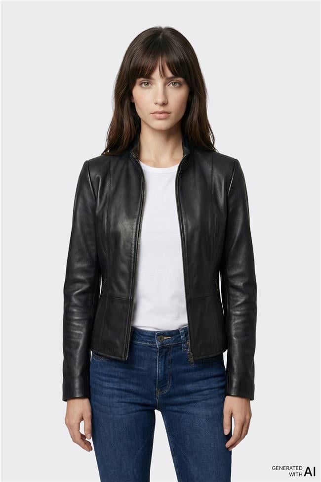 Siyah Deri Kadın Ceket