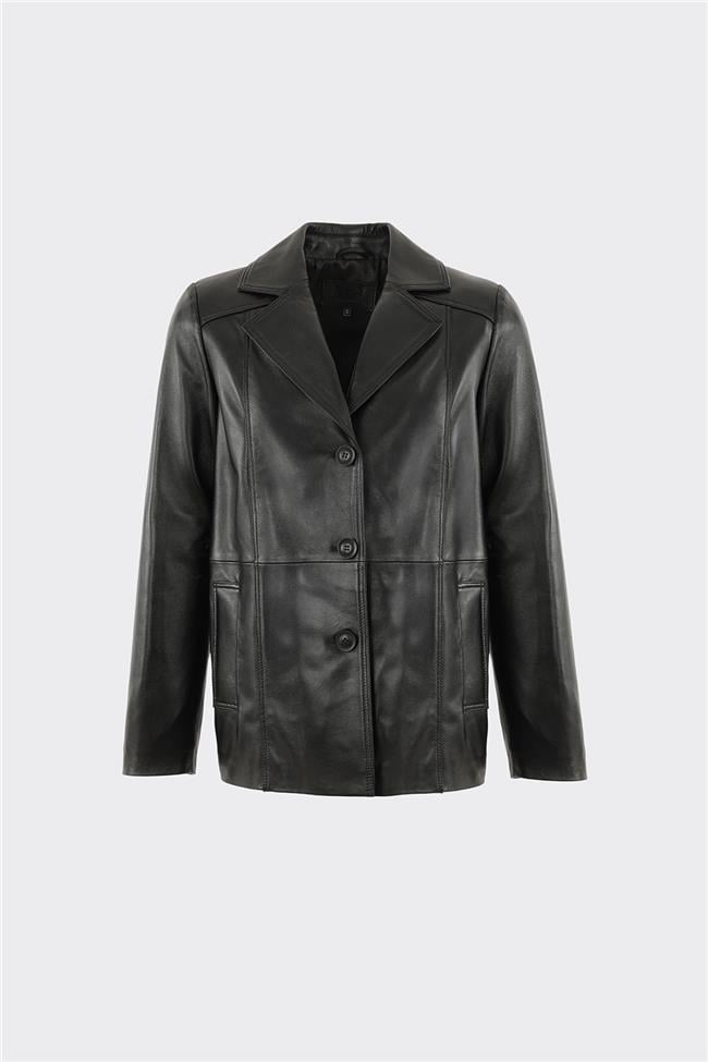 Siyah Deri Kadın Ceket