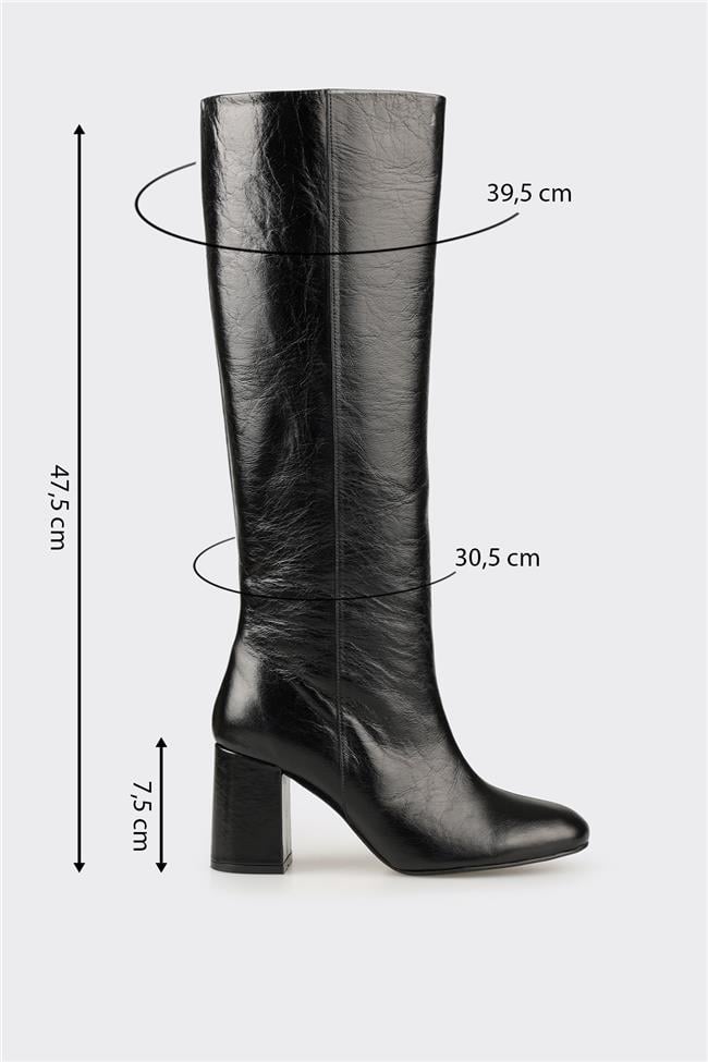 Siyah Deri Kadın Çizme
