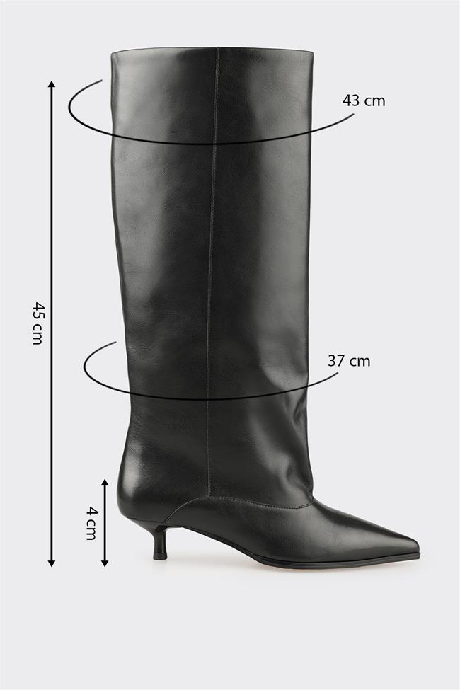 Siyah Deri Kadın Çizme