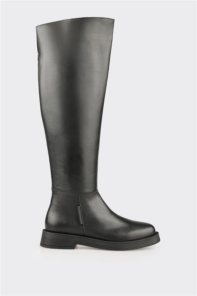 Siyah Deri Kadın Çizme