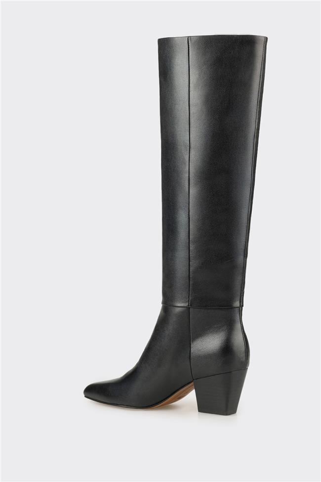 Siyah Deri Kadın Çizme